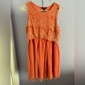 Forever 21 Coral Lace Overlay Dress | Size L